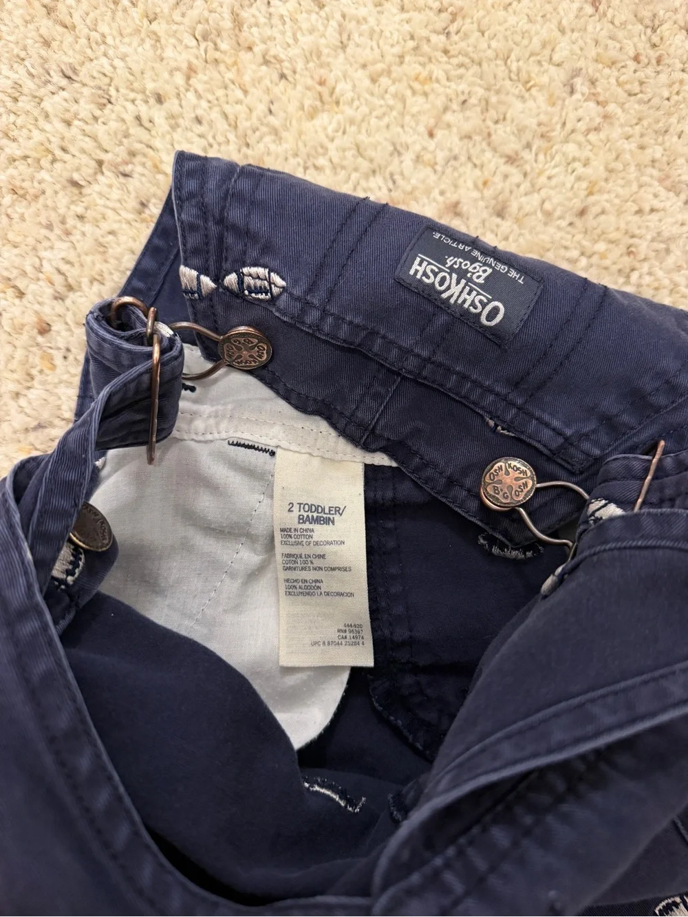 OshKosh B'gosh Navy Overalls with Football Embroidery